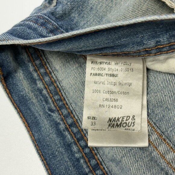 Vintage Naked & Famous Indigo Selvedge Jeans Mens 33 (32x28.5) Y2K Weirdguy - Picture 12 of 16